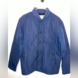 Reiss Mens Navy Blue Quilted And Lined Zip/ Button Jacket Size L GUC - See Notes